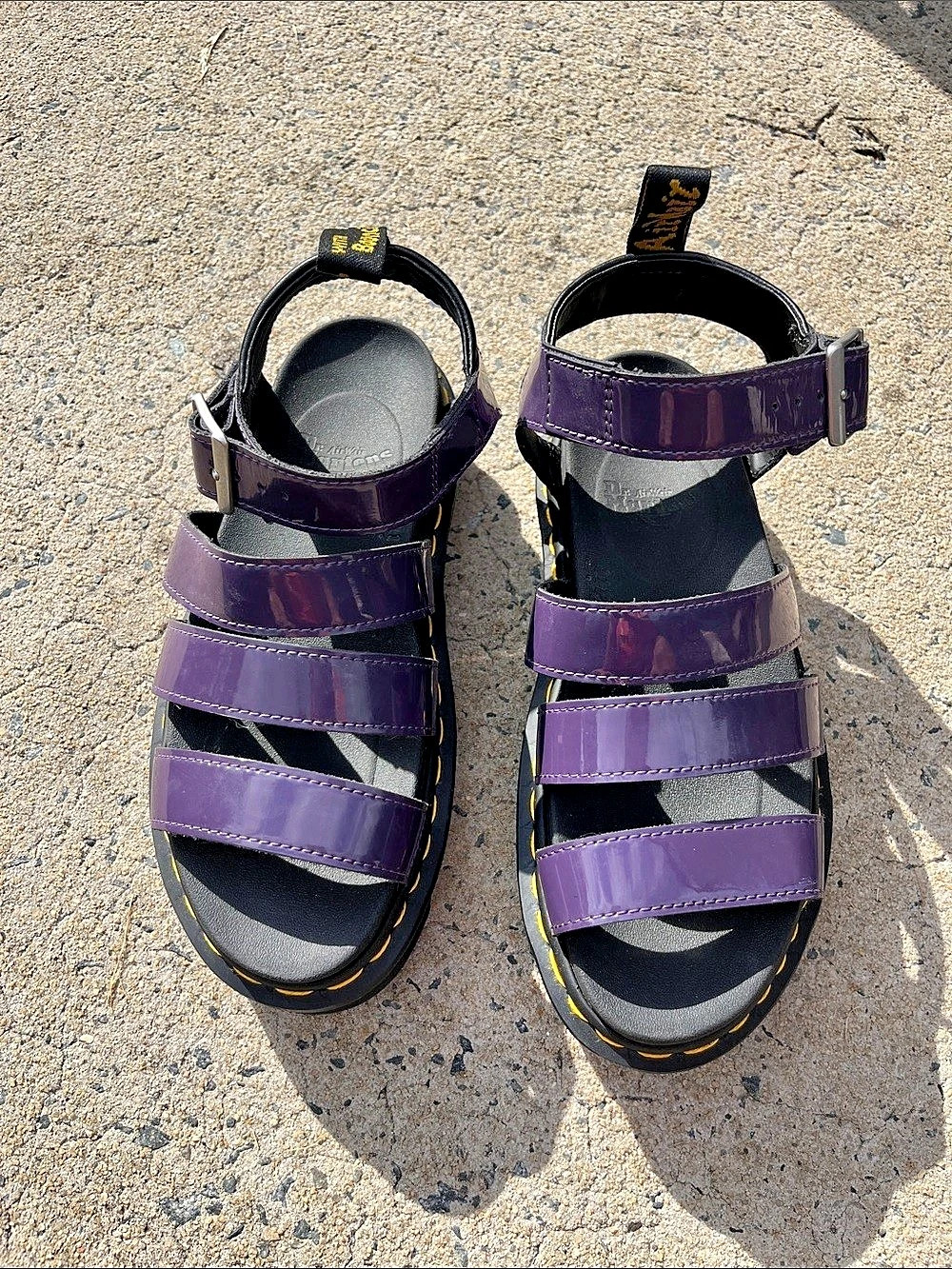 Dr. Martens Blaire Patent Leather Strap Sandals Purple & Black US L 7